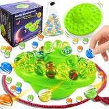 Marble Balance Board Game with 60 Glass Marbles & Storage Base - Fun Family Board Game for Adults, Party Game for 1-4 Players |