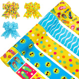 FYSUIMU 5 Rolls 30 Yards Summer Wired Edge Ribbons Flip Flop Beach Sunshine Fabric Craft Ribbon for Bow Wreath Gift Wrap Party H