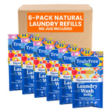 Truly Free Laundry Detergent for Sensitive Skin | Gentle & Safe for Baby Clothes | PlantBased | 6 Pack Refill Powder | Easy to