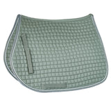 HORZE Adepto Padded All Purpose Quilted Equestrian Saddle Pad for Horses with Two-Tone Trim - Beetle Khaki Green - Horse