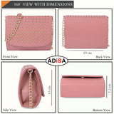 Adisa Women Girls Laser Cut Crossbody Sling Bag With Gold Chain (Sl5010-Pink),Pink,,B0DNY5BVNJ