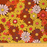Feelyou Retro Hippie Flower Fabric by The Yard 10 Yards Kids 60S 70S Groovy Waterproof Outdoor Fabric Vintage Boho Plant Floral