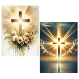 KUFWKEY 2 Pack Religious Cross Diamond Art Kits for Adults, Jesus Christ Cross 5D Diamond Painting Kit for Beginners, DIY Full R