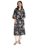 Libas Women'S Cotton Floral Printed Straight Kurtas (29430O_Black_M)