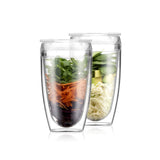 Bodum K11850-10SA Glass Cup Tumbler, Pavina Togo, Plastic, Double Wall Tumbler with Lid, 13.5 fl oz (400 ml), Set of 2, Heat and