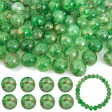 PAMIR TONG 10mm Green Glass Beads for Bracelet 160pcs Pretty Round Smooth Loose Beads with Gold line for Necklace-Earring-Jewelr