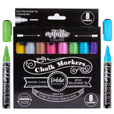 Loddie Doddie Liquid Chalk Markers For Chalkboard - 6Mm Reversible Chisel And Bullet Tips Chalkboard Markers Erasable Metallic Chalk Pens 8 Count -Like New