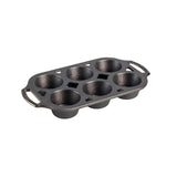 Lodge Seasoned Cast Iron Muffin Pan, 6 Impressions , 12.69, Black