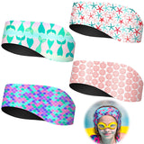4 Pieces Kids Swimming Headband Adjustable Toddler Swimmer's Headband Waterproof Water Ears Band 24 Inch Mermaid Tail Shell Star