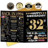 Joycard 32nd Anniversary Card for Women Men, Wedding Card for Wife Husband, Sweet Marriage Decorations Gifts for Couple, Perfect