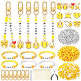 Hinly 3718 Pcs 24 Sets Softball Beads for Keychain Bracelets Making Kit Softball Charms Sports Party Favors DIY Bulk Key Chain C
