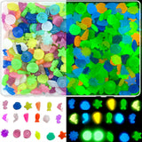 350Pcs Glow in The Dark Cute Sea Shell Animals Aquarium Beads UV Color Changing Beads Sun Sensitive Glowing Solar Luminous Beads