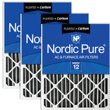 Nordic Pure 14x25x2 (13 1/2 x 24 1/2 x 1 3/4) Furnace Air Filters MERV 12 Pleated Plus Carbon 3 Pack