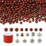 Elecrelive Rosewood Mala Making Kit 352pcs 8mm Rosewood Beads & Buddha Head Beads & Metal Charms & Elastic Cords for Prayer Brac