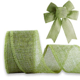 JaoZuyard Sage Green Burlap Ribbon 1-1/2 inch X 10 Yard Natural Burlap Woven Wired Ribbons DIY Handmade Edging Production Wreath