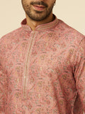 Manyavar Rust Blended Viscose Digital Print | Embroidery Kurta Pyjama Set Rust S Cposk636-332-S
