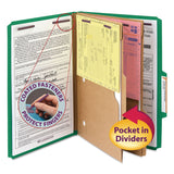 Smead 19083 Pressboard Folders with Two Pocket Dividers Legal SixSection Green 10/Box