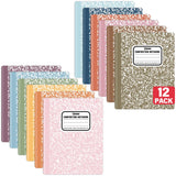 gisgfim 12 Pack Bulk Composition Notebook Wide Ruled, 12 Colors, Groovy