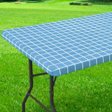 Spotjoy Rectangle Vinyl Table Cloth 30x48, Waterproof Elastic Fitted Tablecloth with Flannel Backing, Plastic Table Cover for Pi