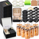 Quelay 56 Pcs 8 Set Bridesmaid Proposal Gift Set, 15 oz Glass Cup, Box, Square Clips, Will You Be My Bridesmaid Invitation Card