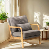 COLAMY Mid Century Modern Accent Chair with Lumbar Pillow, Relaxing Armchair with Solid Wood Frame & Soft Cushion, Reading Leisu