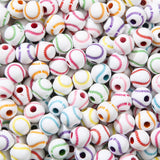 BERMRO 12mm Acrylic Beads Baseball Bead 250Pcs Round Craft Beads for DIY Craft Jewelry Necklace Making (White&Pink&Blue)
