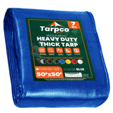 Tarpco Safety Heavy Duty 7 Mil Tarp Cover, Waterproof, UV Resistant, Rip and Tear Proof, Poly Tarpaulin with Reinforced Edges fo