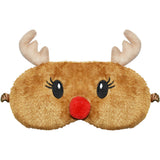 FUNAUPGO Christmas Reindeer Sleeping Mask Eye Mask Cute Animal Rudolph Sleep Mask Soft Plush Blindfold Funny Eye Cover Eyeshade