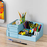 ALOXE Pen Stand for Table with Drawers | Stylish Stationery Organizer for Office & Study Table |Big Size Multipurpose Stationery