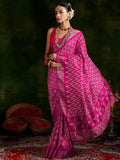 Libas Women'S Silk Blend Saree (16065R_Pink)