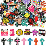 80 pcs Cross Focal Beads Silicone Focal Beads Jesus Faith Silicone Bead for Shaped Bulk Pens Bead Keychain Making