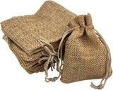 Brown Leaf 7X9 Cm Beige Burlap Jute Linen Gift Bags Pouches Potli Bags for Wedding Anniversery Party Supply Return Gift (Pack of