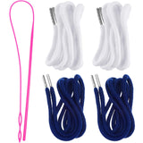 Drawstring Cords Replacement Drawstrings with Easy Threader for Sweatpants Shorts Pants Jackets Coats (White, Navy Blue)
