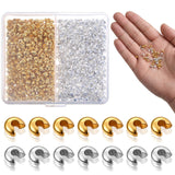 Ouligay 800PCS 2mm Mini Crimp Beads for Jewelry Making Crimp Bead Covers Half Round Open Crimping Bead Knot Covers for DIY Jewel