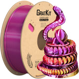 Gratkit Silk Tri-Color PLA Filament,Coextrusion PLA Filament 1.75mm, +/-0.03mm, 1KG/Roll, Silk PLA Red & Gold & Purple