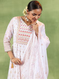 Libas Off White Organza Printed Kurta Sets For Women Off White L