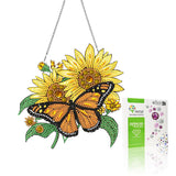 VAIIEYO Butterfly Diamond Painting Hanging,Sunflower Double Side Window Hanging Kit with Chain, 7.5x7.5 inch Crystal Pendant Art