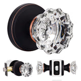 SHINY HANDLES Glass Door Knobs Interior, Crystal Passage Door Knob for Hallway Closet, Oil Rubbed Bronze (1 Pack)