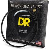 DR Strings Black Beauties BKB-45 Coated Black Bass Guitar Strings - Medium Gauge, Medium Scale