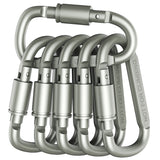 Outmate Premium Aluminum D-Ring Locking Carabiners (Pack of 6) - Lightweight & Durable for Hiking, Camping, Keychains, Dog Leash