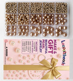 Laopottbeads 1225 Pcs Light Brown 5 Size Pearl Beads for Jewelry Making Round Pearl DIY Kit for Bracelets, Earrings, Necklaces &