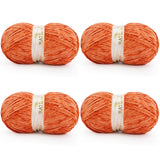 BATELO Velvet Chenille Yarn for Crocheting & Knitting 1440 Yards, Soft Thick Fluffy Bulky Blanket Yarn, 4 Pack of 10.5oz (Burnt