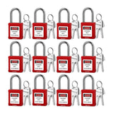 BOZZYS Lockout Tagout Locks 12-Pack|OSHA Red Loto Locks Keyed Different|2 Keys/Lock for Industrial Machinery & Electrical Panels