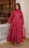 Wedani Georgette Sequins Embroidered Work Anarkali Kurta Set For Womens (In Alpha L Regular Pink),PINK,L,Georgette,Anarkali,Dupatta