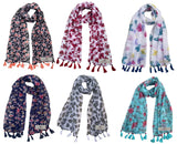Fusfus WomenS Printed Chiffon Scarves And Stoles, Free Size(Multicolour, Fs1400) Pack Of 6 (Multicolor2)