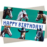 Funny Horse Birthday Card (1 Premium Notecard, 5X7 Inch, Blank Inside) Pretty Unique Happy Bday Card for Horse Lovers - 1202