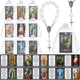 Sayglossy 30 Pack Catholic Religious Gifts Set Car Rosary for Rearview Mirror White Catholic Hanging Pendant and Prayer Card Sai