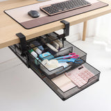 Cedilis Under Desk Drawer Organizer Slide Out, 2Tier Metal Under Table Storage Drawers Clamp On for Home Office, Black, No Dril