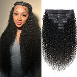 Mihugass 3c 4a Kinky Curly Clip in Hair Extensions Real Human Hair For Women 26 Inch Curly Clip ins Natural Color Clip in Hair E