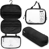 Toiletry Bag Kit Set: Hanging Travel Toiletry Bag + 311 TSA Cosmetic Liquid Bag + Ultralight Accessory Organizer Pouch (Black Ri